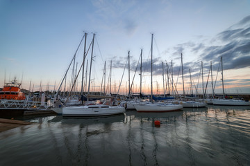 A twilight capture of Yarmouth Harbour on the Isle of Wight at dusk