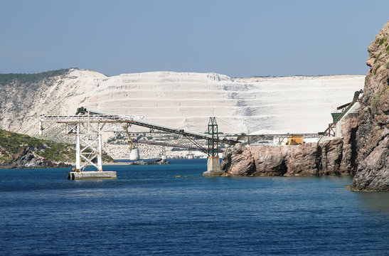 Open quarries for the extraction of pumice and obsidian on the island of Gyali