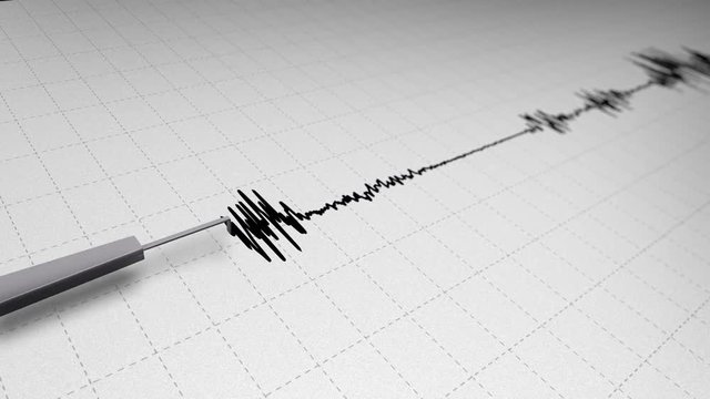 Seismograph Earthquake Recording on Grid Paper Loop