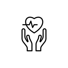heart in hands icon on white background