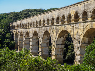 Fototapeta na wymiar Pont du Guard the biggest old roman aqueduct in France 