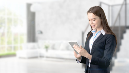 Young Business woman over interior background