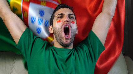 Portuguese Guy Waving Portugal Flag