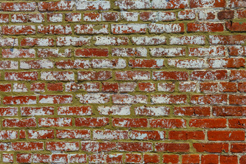 Background of old vintage brick wall with white, texture