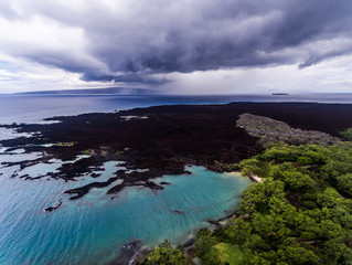 Aerial view of La Perouse bay on the Island of Maui