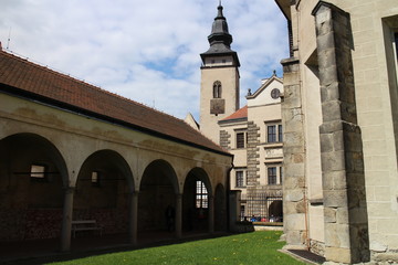 Courtyard in Telč castle in Czech republic 