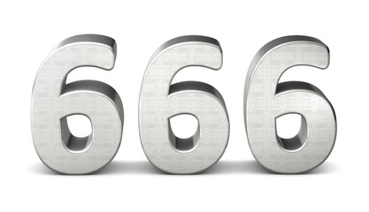 666 zahl silber 3d number silver struktur