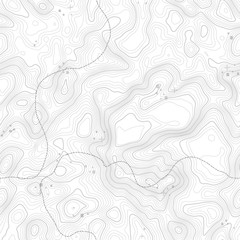 Seamless pattern. Topographic map background with space for copy Seamless texture. Line topography map contour background , geographic grid . Mountain hiking trail over terrain .
