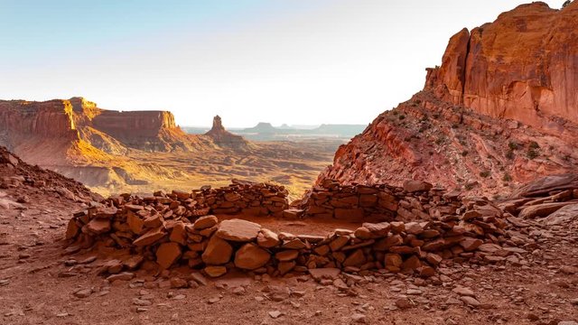 The False Kiva rock formation in Canyonlands National Park. Time Lapse