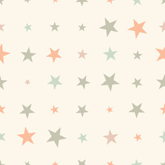 Colorful seamless pattern with halftone stars on background. Star background. Vector illustration.