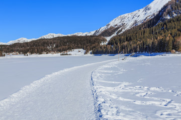 Fototapeta na wymiar Wintertime vew from Davos, Switzerland