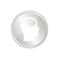 Silberne Münze - Kopf mit Sprechblase