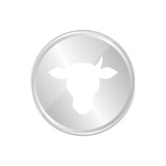 Silberne Münze - Rinderkopf - Kuh