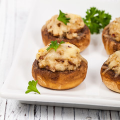 Vegetarian Stuffed Mushrooms. Selective focus.
