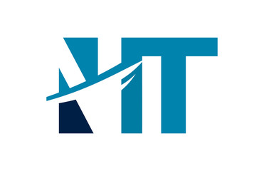 NT Negative Space Square Swoosh Letter Logo