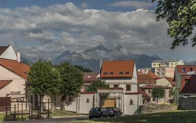 Vysoke Tatry mountains from castle in Kezmarok town