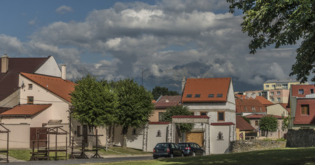 Vysoke Tatry mountains from castle in Kezmarok town