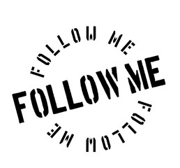 Follow Me rubber stamp. Grunge design with dust scratches. Effects can be easily removed for a clean, crisp look. Color is easily changed.