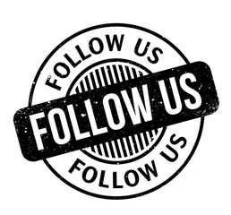 Follow Us rubber stamp. Grunge design with dust scratches. Effects can be easily removed for a clean, crisp look. Color is easily changed.
