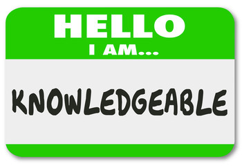 Knowledgeable Hello I Am Name Tag Sticker Illustration
