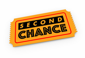 Second Chance Another 2nd Restart Opportunity Ticket 3d Illustration