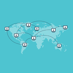 Internet security protection system protection concept background