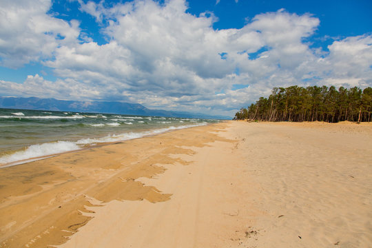 Sandy shore of Baikal. Ust-Barguzin