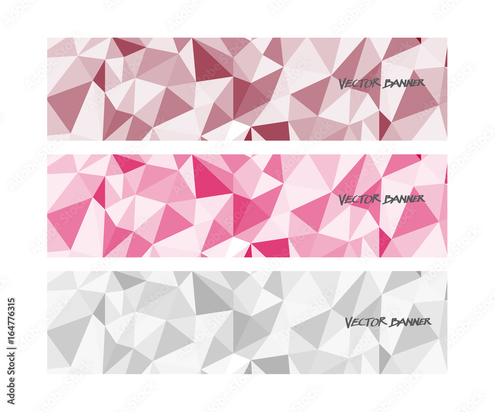 Wall mural a set design of abstract modern vector bright horizontal web banner colourful with shiny polygonal b