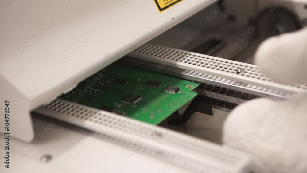 Poster close-up of electronic circuit board with processor. hi tech computer chip close up
