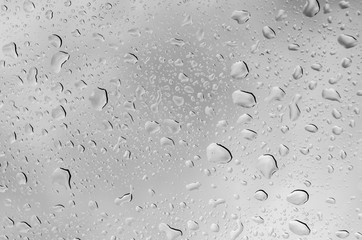 Water backgrounds with water drops. Gray water bubbles. Water drops on glass.