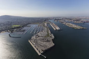  Aerial view of the San Pedro marina and harbor facilities in Los Angeles, California. © trekandphoto