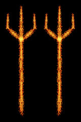 fire trident isolated on black