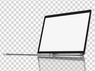 Modern glossy laptop on transparent background.