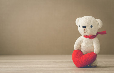 Bear with Heart on wood table