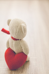 Bear with Heart on wood table