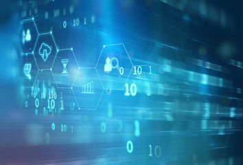 fintech icon  on abstract financial technology background .