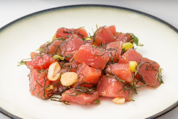 Serving of Hawaiian Poke (Raw Fish Salad)