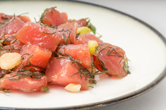 Plate of Fresh Ahi Poke from Hawaii