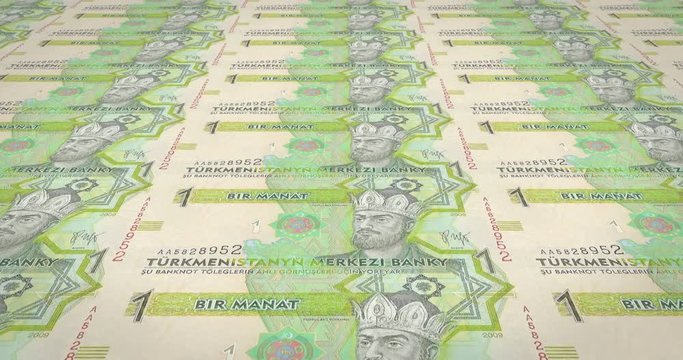 Banknotes of ten Turkmenistan manat of Turkmenistan, cash money, loop