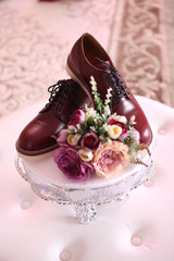 Fototapeta na wymiar A shoes as a dowry gift for wedding ceremony