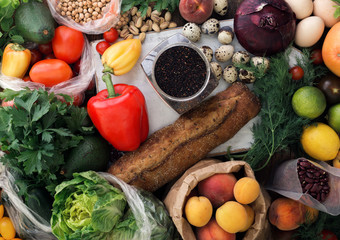 Set of various products for a healthy food