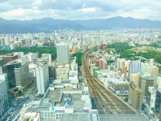 Top view of T38 Observatory desk at JR tower Sapporo, Japan