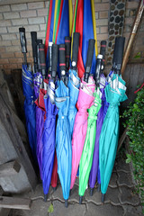 storage of different colors umbrella