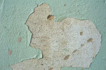 The old wall, the paint on the wall peeled off.