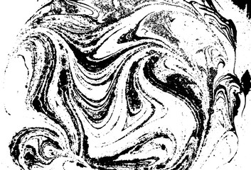 Black and white liquid texture. Watercolor hand drawn marbling illustration. Abstract vector background. Monochrome marble pattern.