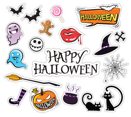 Set of Cartoon Graphic design, Halloween icons stickers.