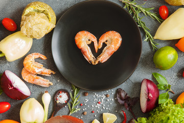 Food background with vegetables and spices