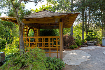 Wooden Gazebo at Tsuru Island Japanese Garden