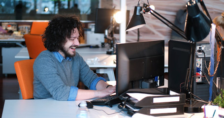 businessman working using a computer in startup office