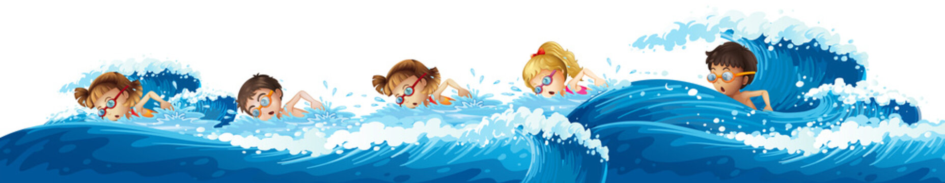 Children swimming in the ocean